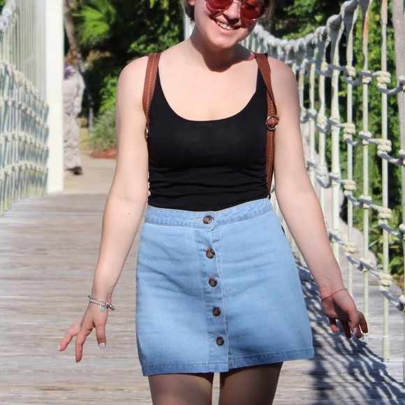 Vintage Forever21 Front Buttons Mini Jeans Skirt - Picture 3 of 7